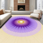 Radiant Purple Yellow Sunburst Design Rug