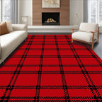 Classic Red Black Plaid Pattern Rug