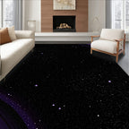 Cosmic Starry Night With Purple Rings Rug
