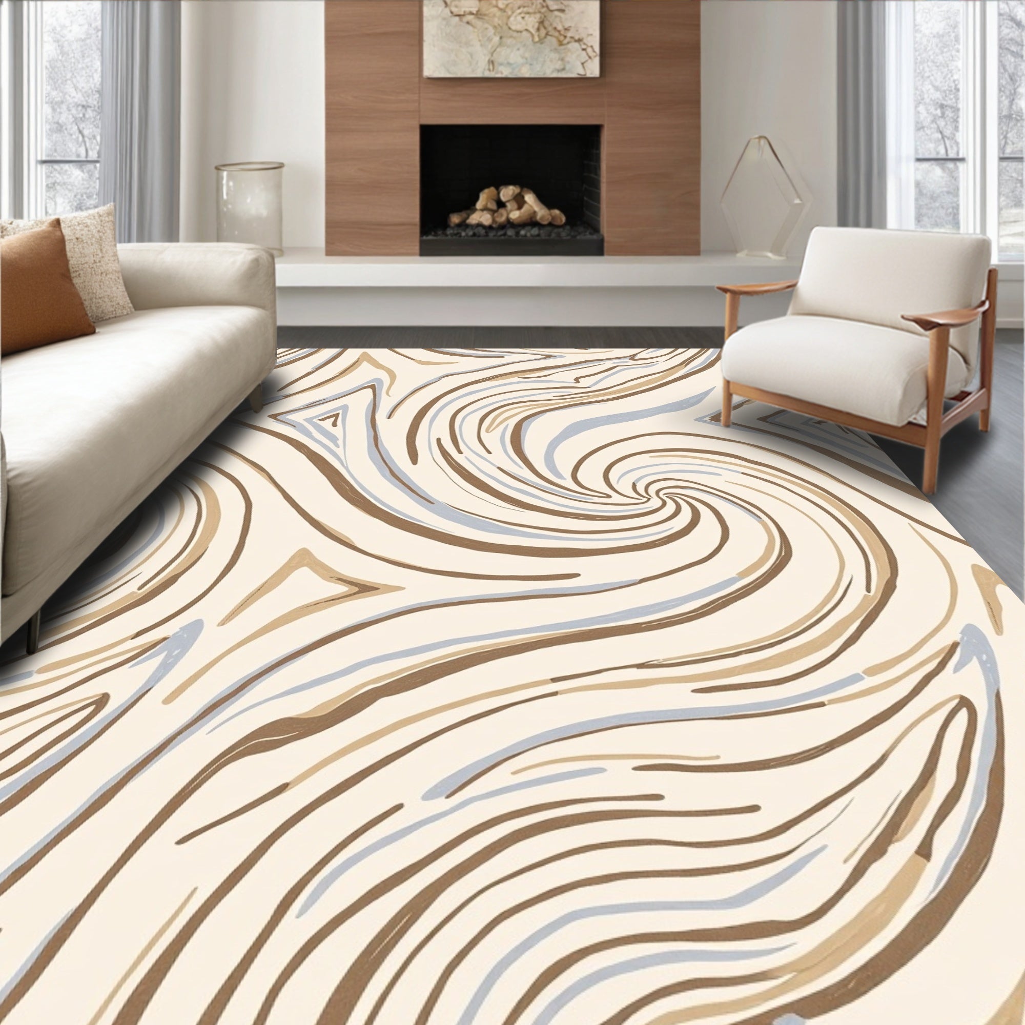 Abstract Swirling Lines Pattern Rug