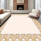 Geometric Interlocking Patterned Tan Rug