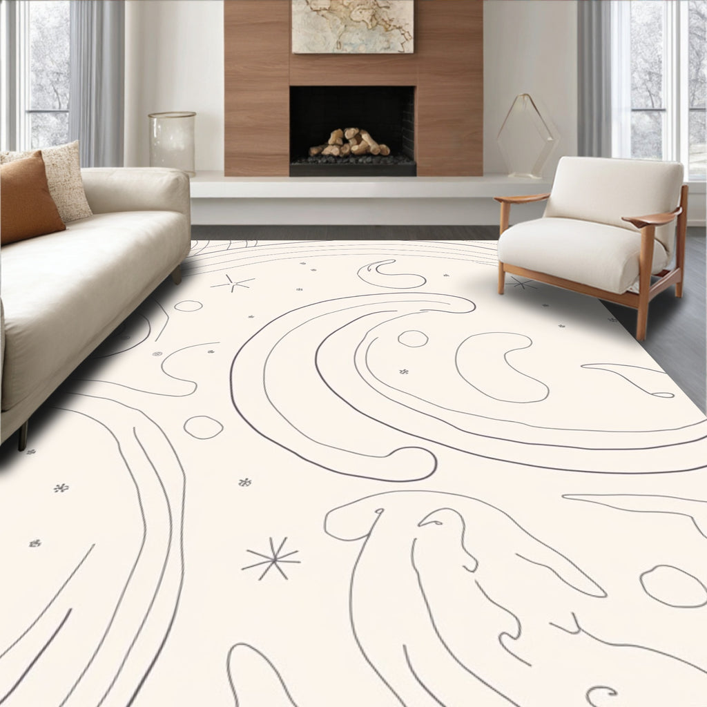 Abstract Swirls And Star Pattern Rug