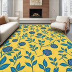 Yellow Blue Floral Pattern Rug