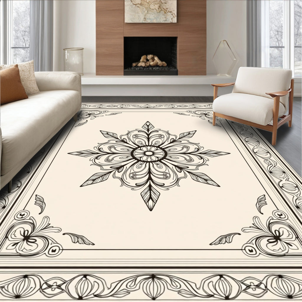Elegant Floral Star Patterned Rug