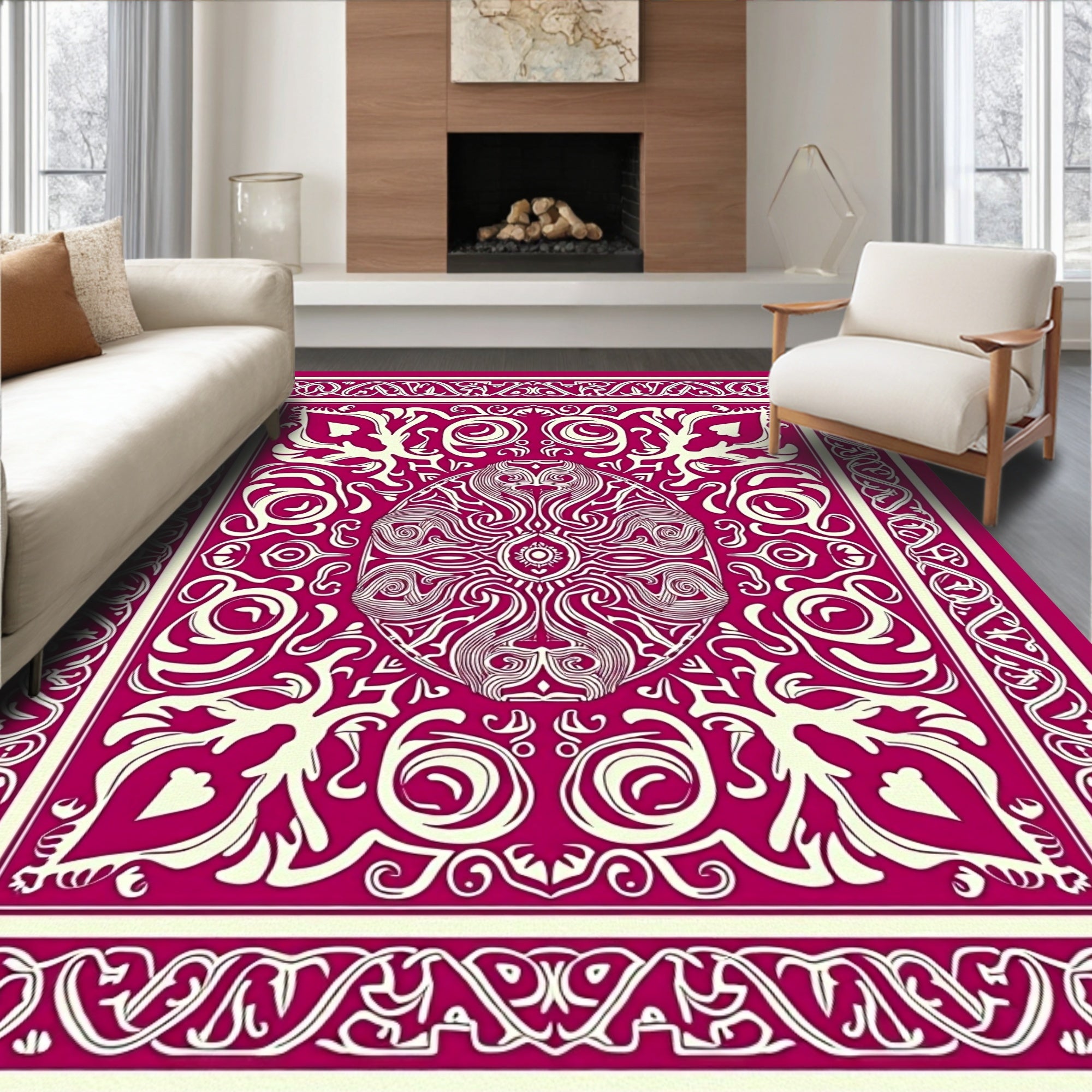 Intricate Floral Motif With Border Rug