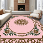 Elegant Pink Floral Sunburst Design Rug