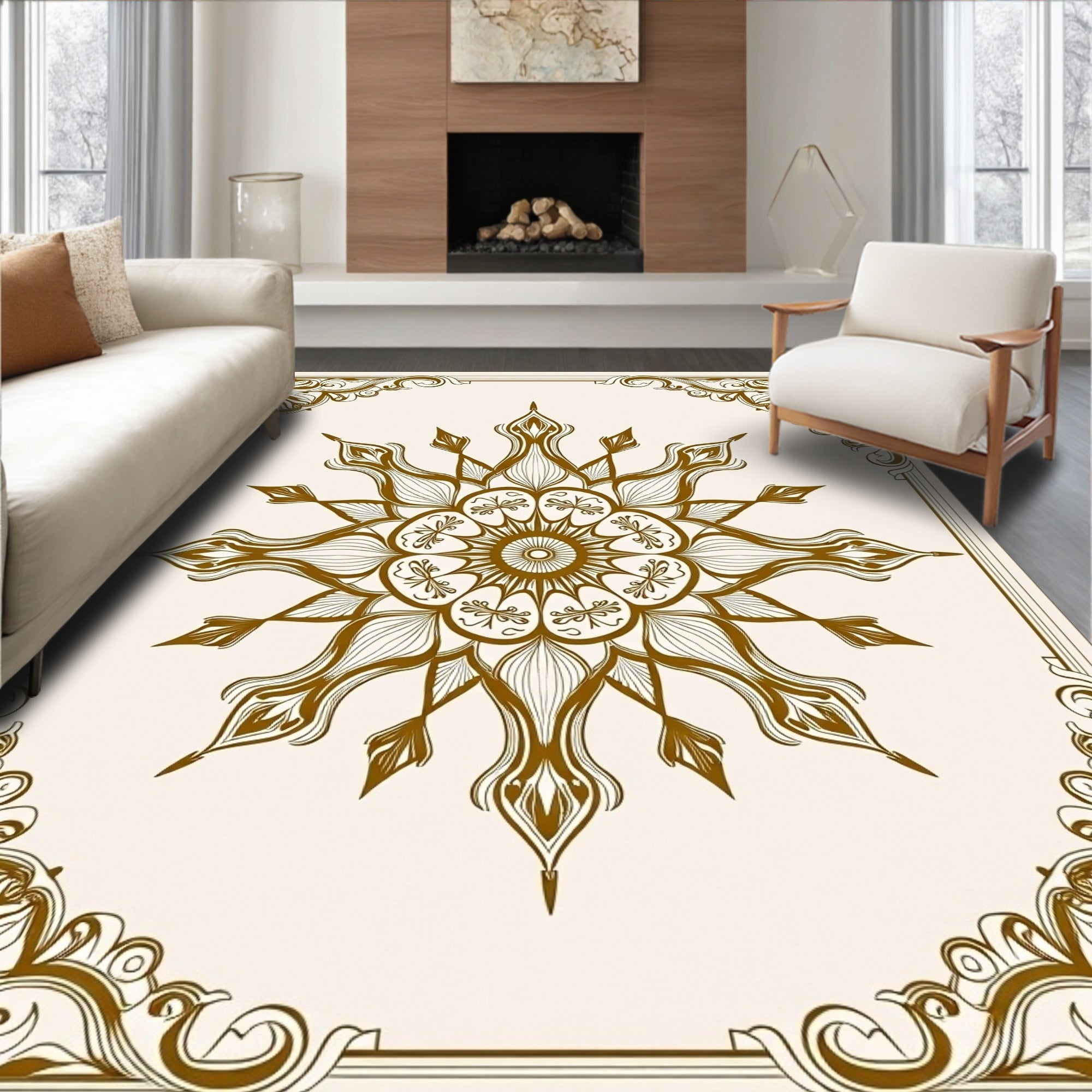 Ornate Floral Medallion Pattern Rug