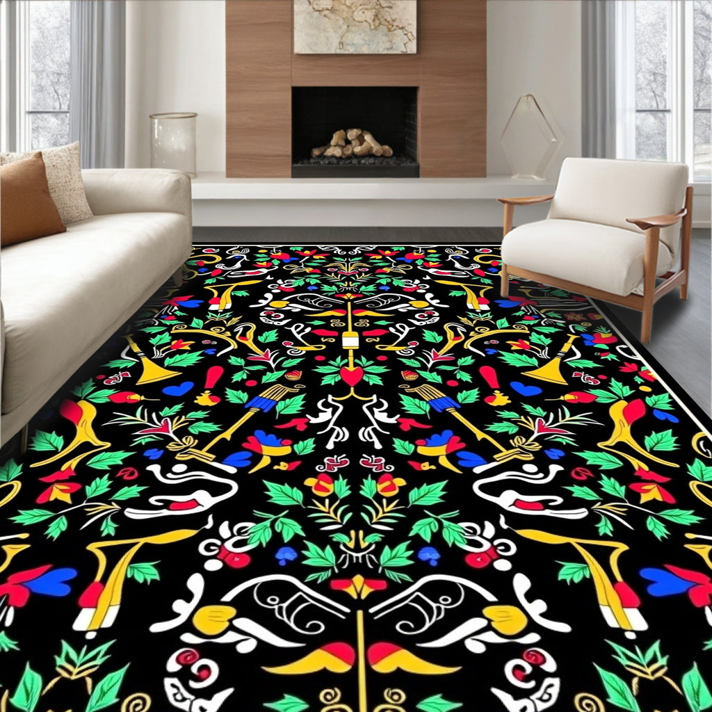 Vibrant Floral Trumpet Motif Rug