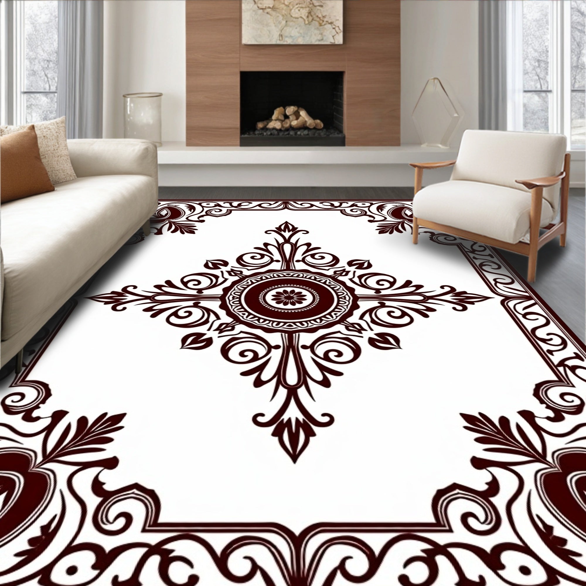 Ornate Flourish Geometric Pattern Rug