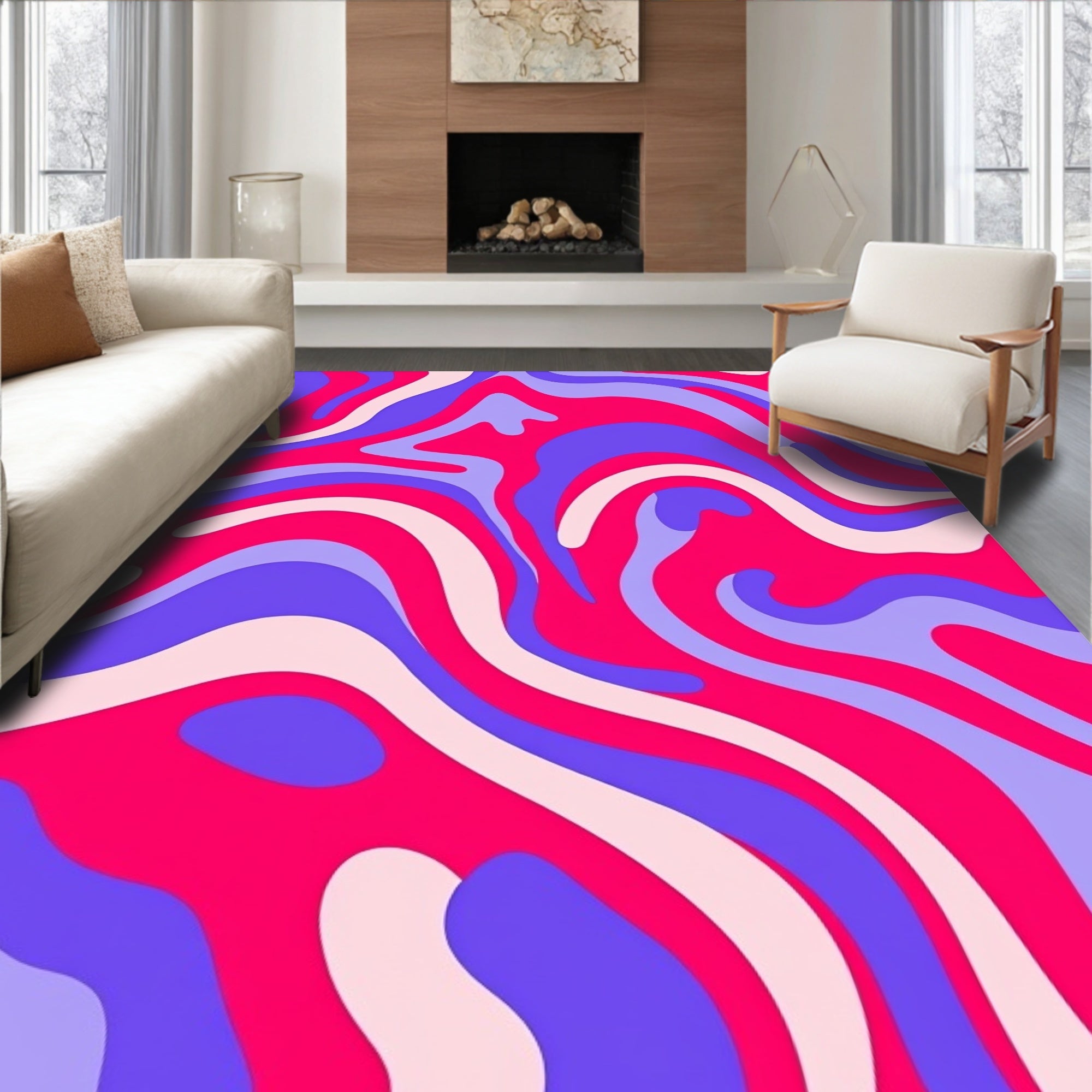 Groovy Swirl Abstract Pattern Rug