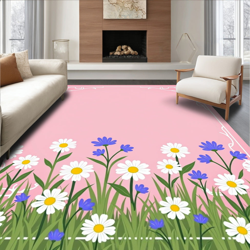 Floral Meadow Border Design Rug