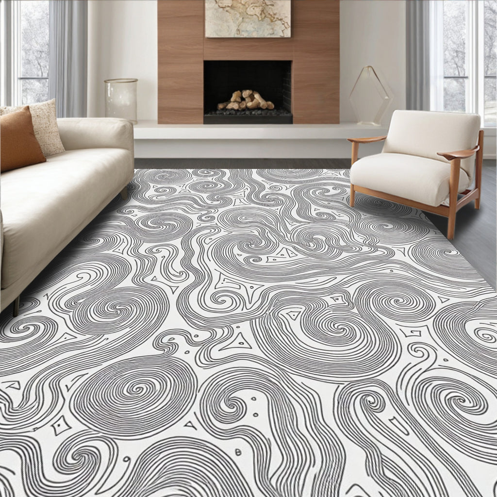 Swirling Lines Abstract Pattern Rug