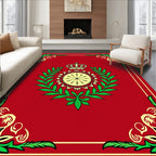 Royal Crown Laurel Leaf Emblem Design Rug