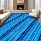 Bold Diagonal Navy Blue Strips Rug