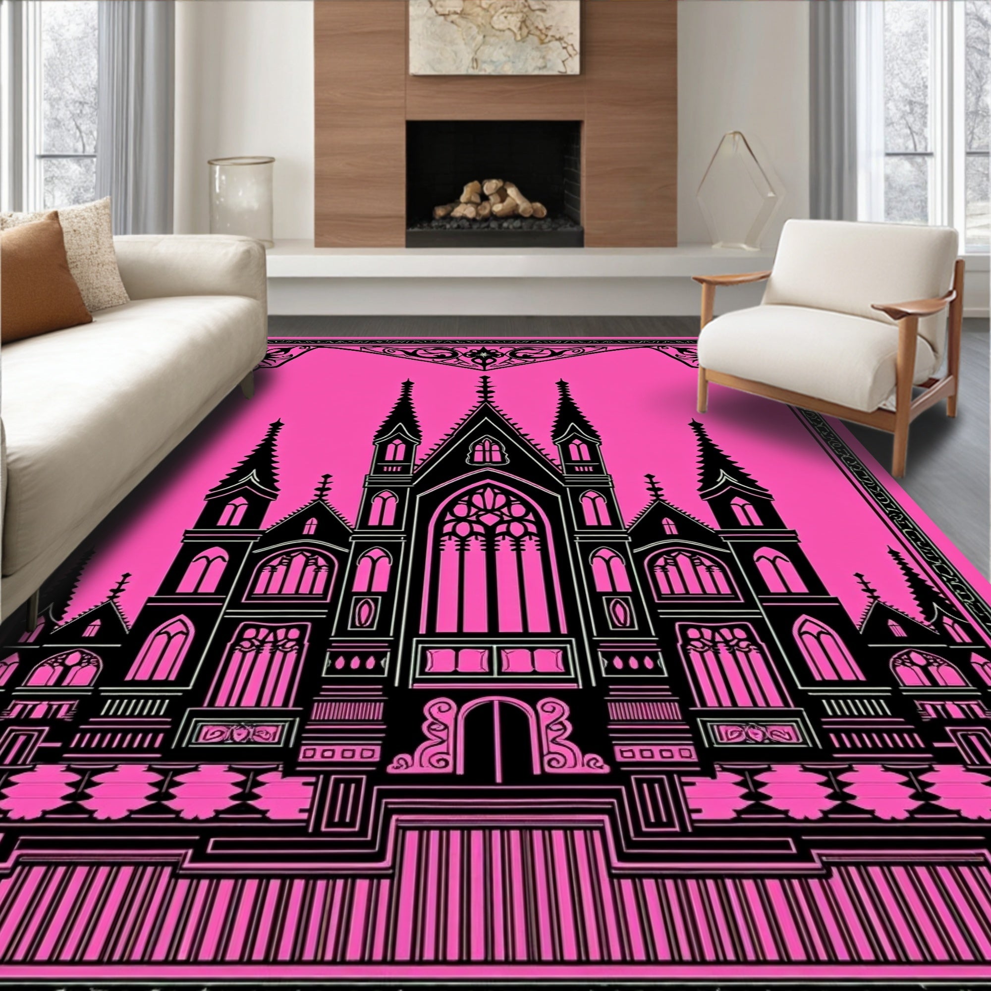 Gothic Castle Ornate Design Rug
