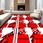 Bold Red And Black Geometric Pattern Rug