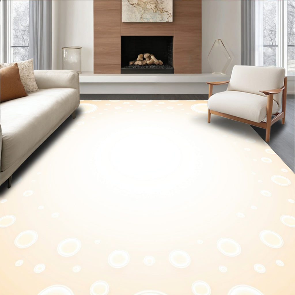 Subtle Warm Cream Bubble Pattern Rug