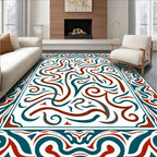 Curlicue Border Abstract Style Rug