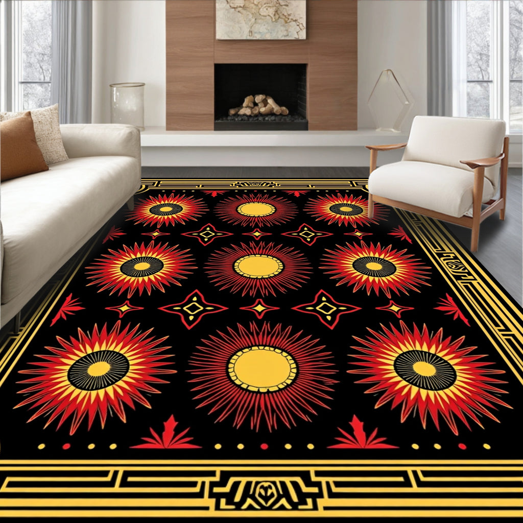 Bold Sunburst Geometric Design Rug