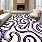 Swirling Purple Black Organic Pattern Rug