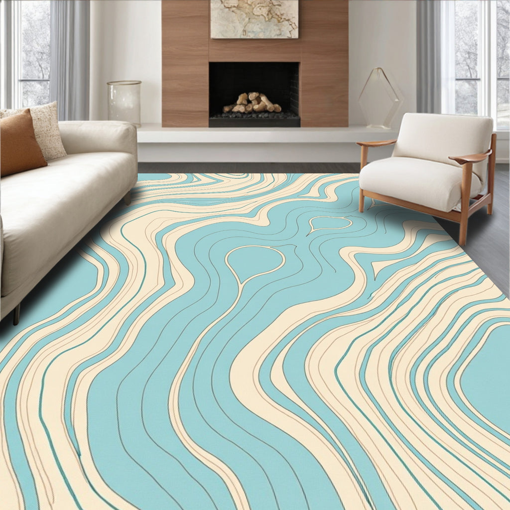 Flowing Wave Abstract Contour Design Rug