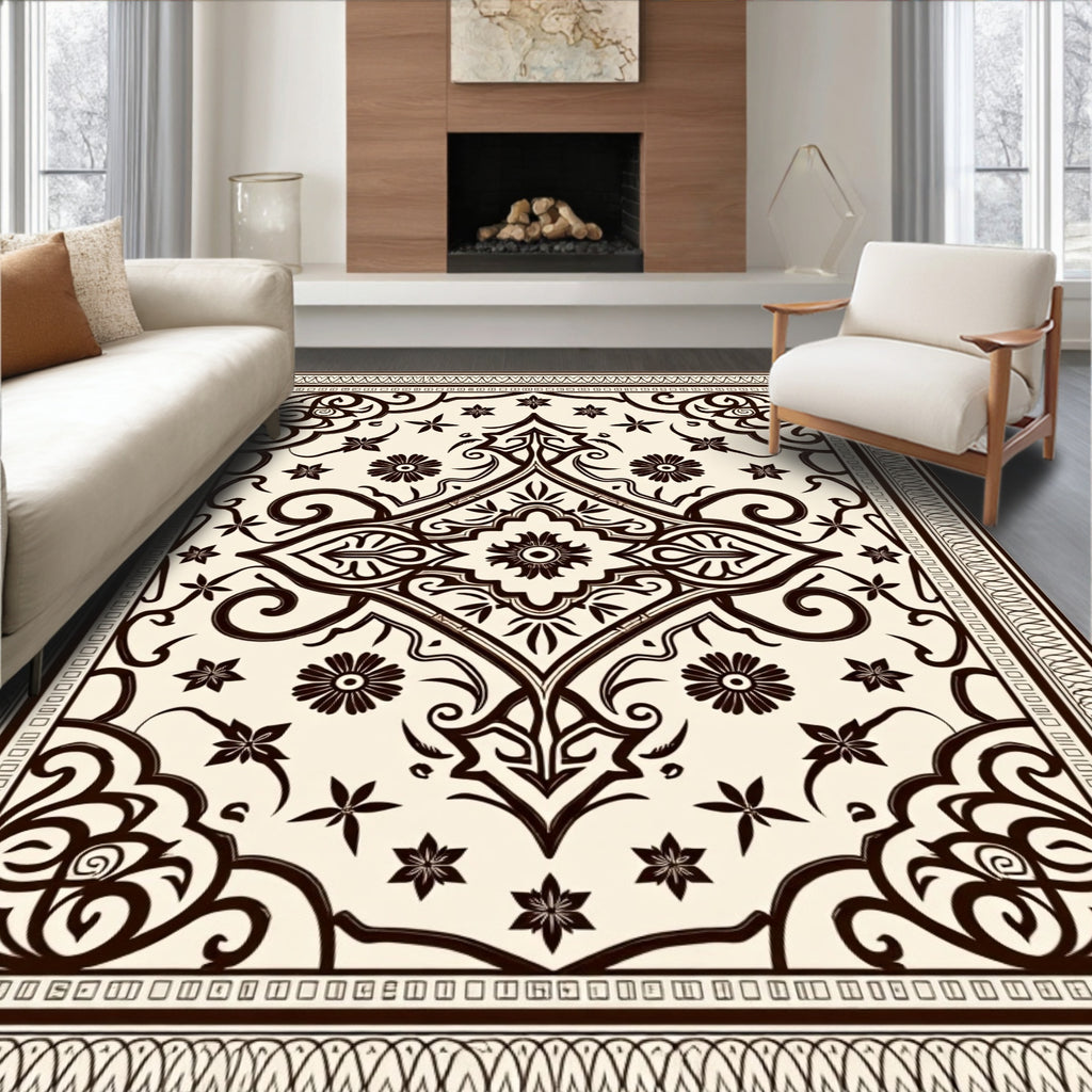 Ornate Botanical Scrollwork Classic Rug
