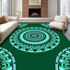 Intricate Teal Mandala Pattern Rug