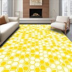 Golden Yellow Honeycomb Geometric Pattern Rug