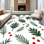 Evergreen Sprigs and Red Dot Pattern Rug