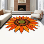 Orange Floral Mandala Pattern Rug
