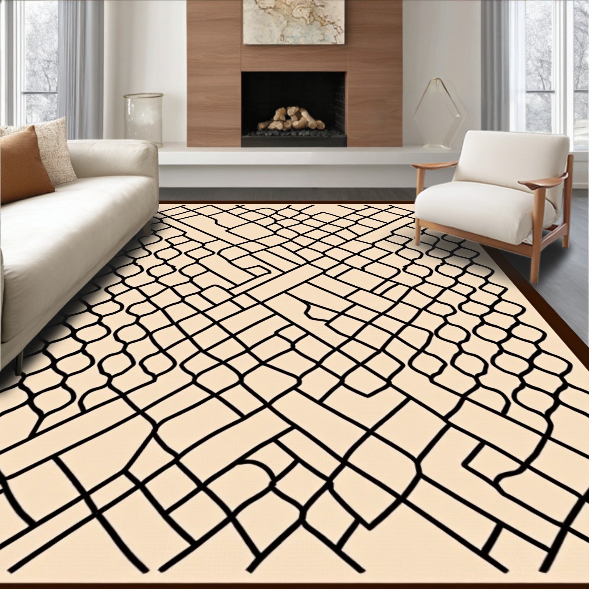 Geometric Net Pattern Rug