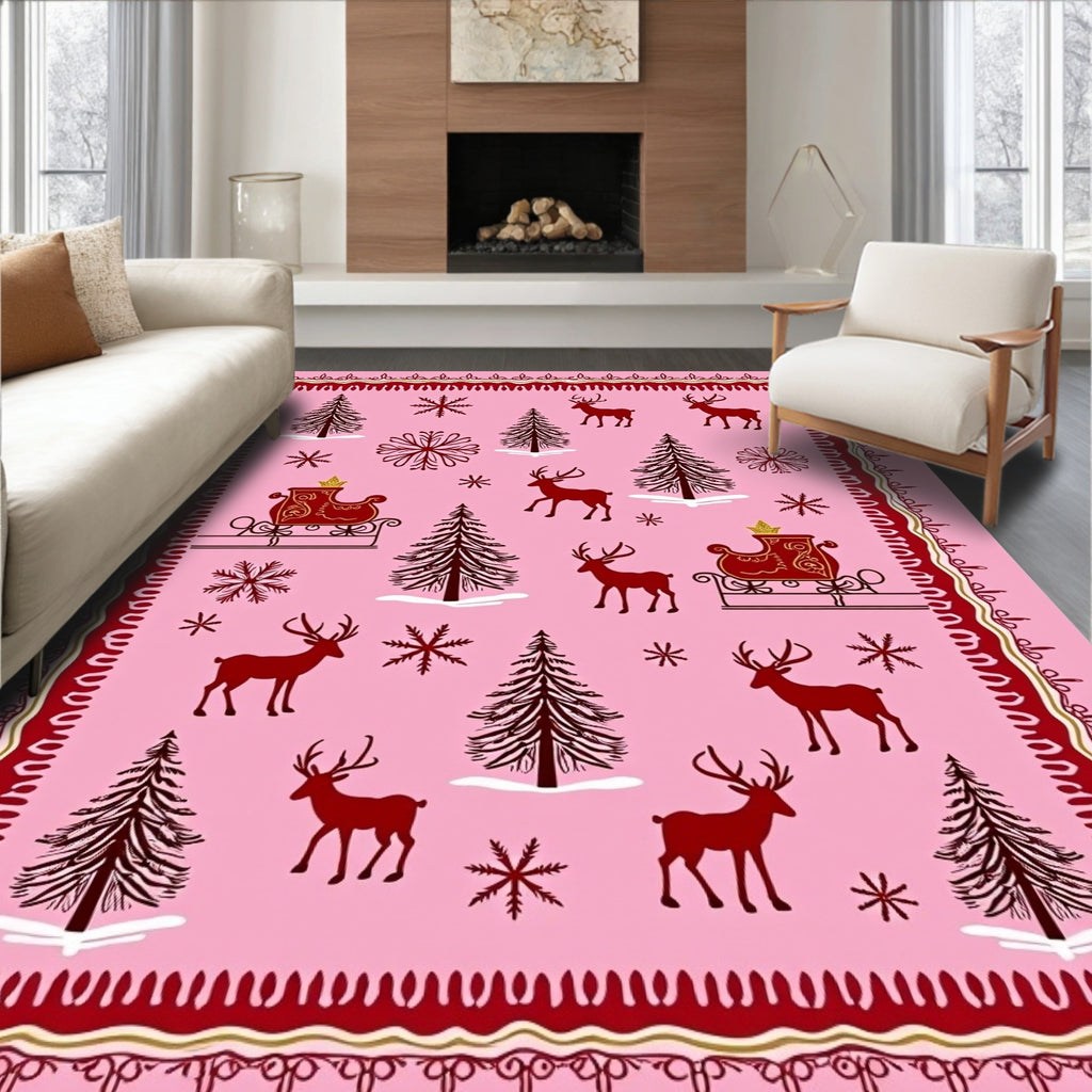 Whimsical Woodland Winter Scene Rug