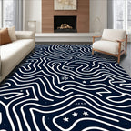 Winding Lines Star-Studded Navy Rug