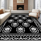 Elegant White Floral Symmetry Rug