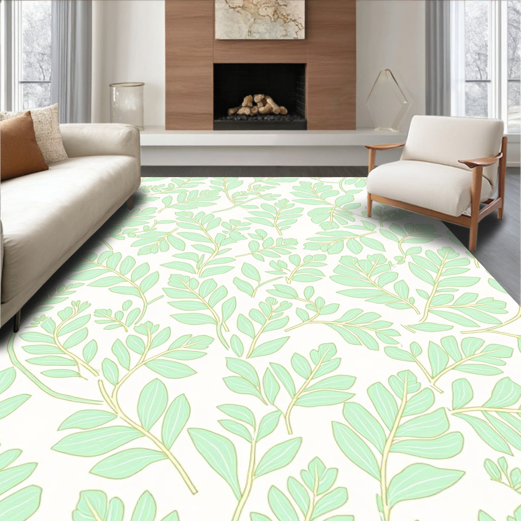 Mint Leaf Pattern Design Rug