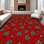 Red Fern Star Patterned Design Rug