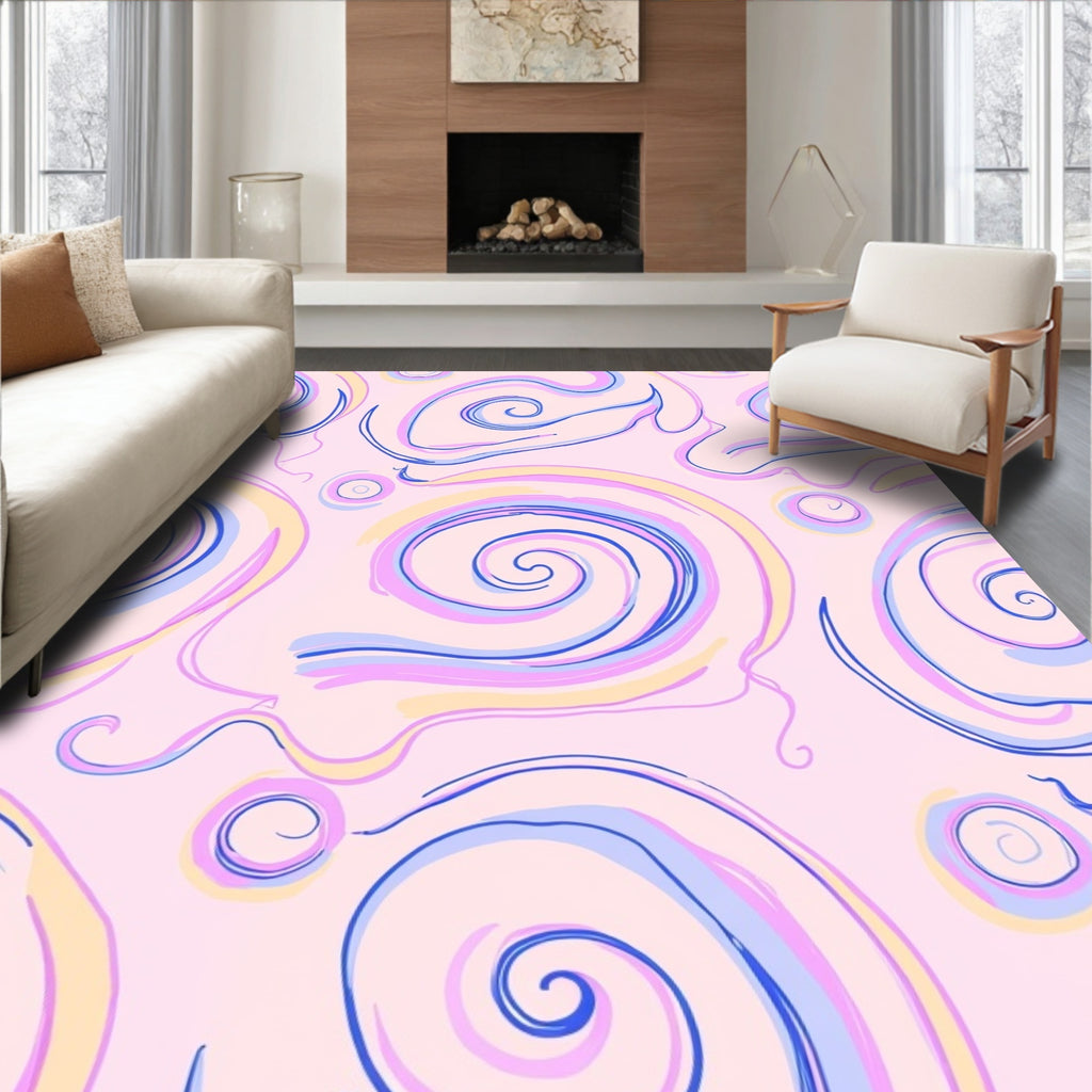 Abstract Swirls In Soft Pastel Hues Rug