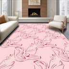 Abstract Figure Outline Pink Rug