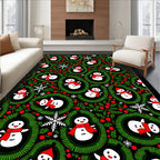 Festive Snowman Wreath Holiday Rug