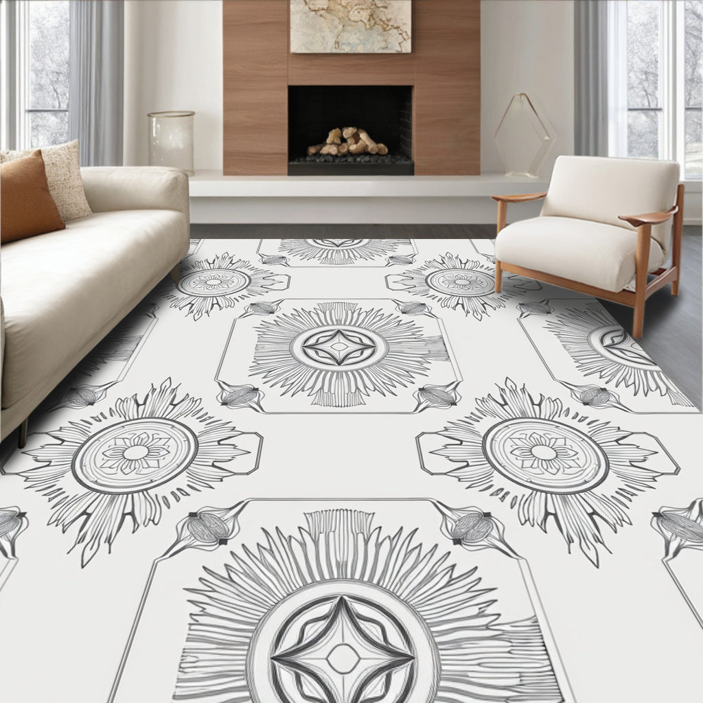 Ornate Starburst Floral Pattern Rug