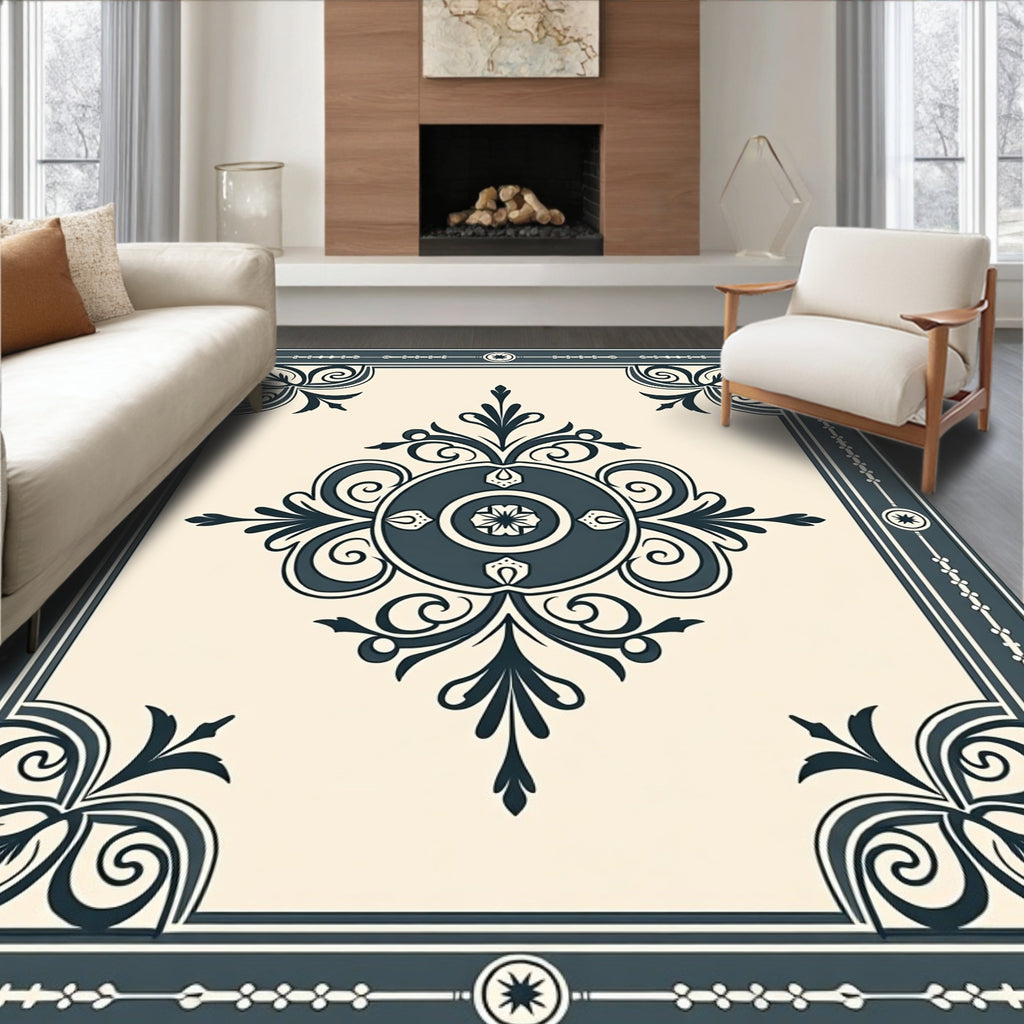 Classic Floral Scrollwork Medallion Pattern Rug