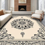 Ornate Mandala Circular Floral Pattern Tile Rug