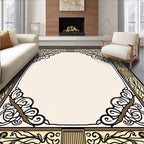 Elegant Black Gold Floral Pattern Rug