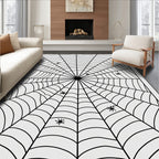 Black Spiderweb With 6 Spiders Rug