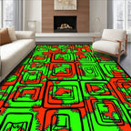 Abstract Geometric Squares Neon Pattern Rug