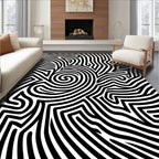 Abstract Black White Swirl Pattern Rug