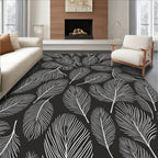 Delicate White Feather Pattern Rug
