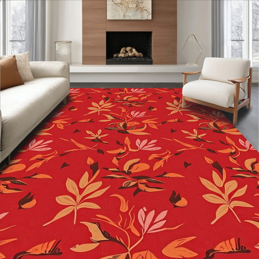 Autumn Leaf Pattern Design Rug
