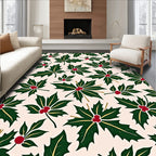 Evergreen Holly Berry Pattern Rug