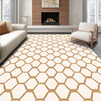 Golden Honeycomb Geometric Pattern Rug